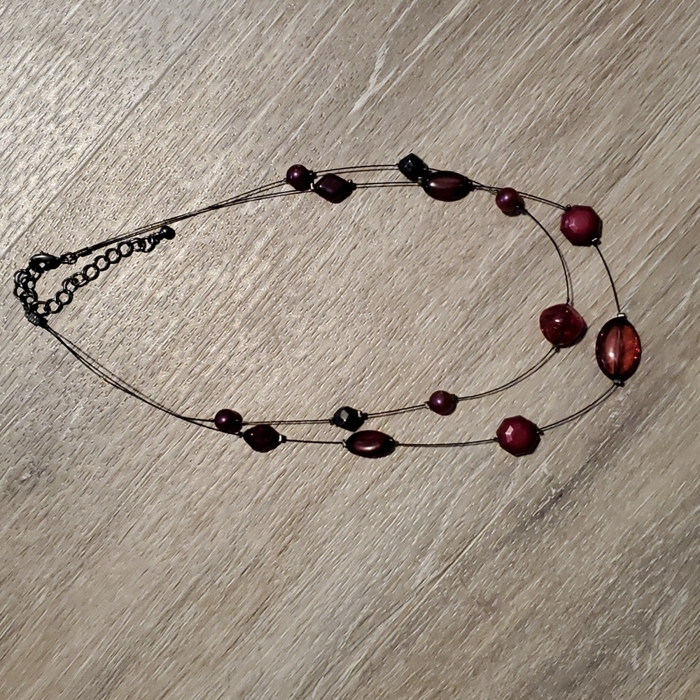 Black and Burgundy necklace. Brand unknown